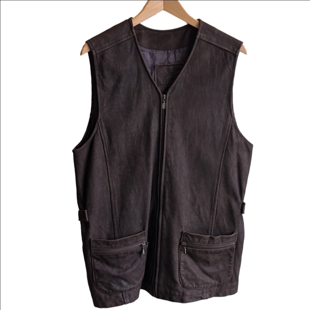 Vintage Leather Wool Vest Lambskin Unisex